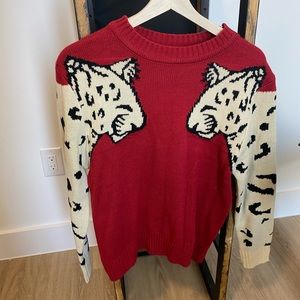 RED CHEETAH SWEATER - MEDIUM